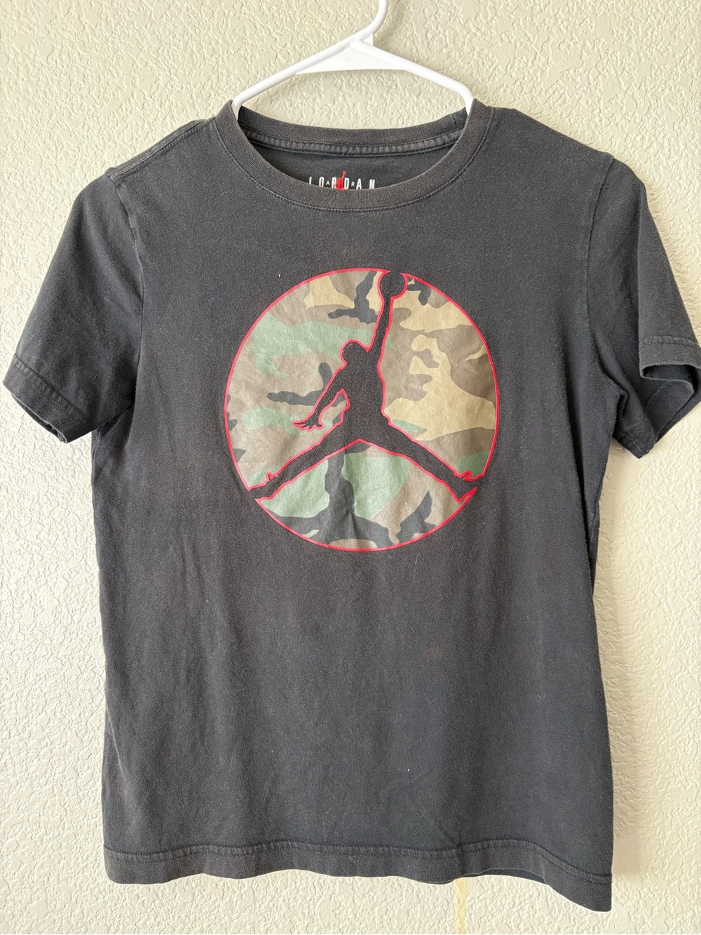 Jordan Black Short Sleeve Tee with Camo Jumpman Emblem